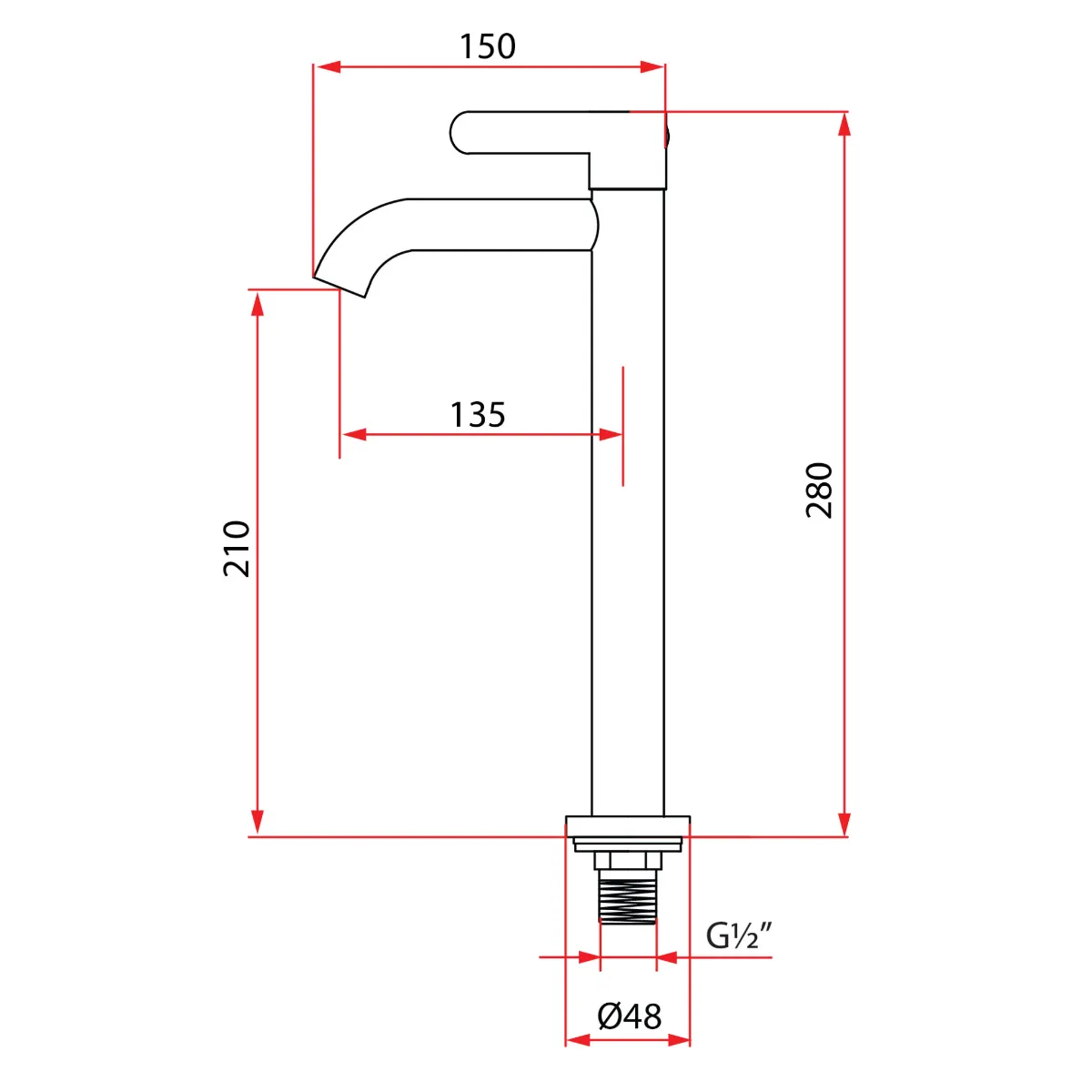 Rubine Alta P91325L Tall Basin Cold Tap - view 2